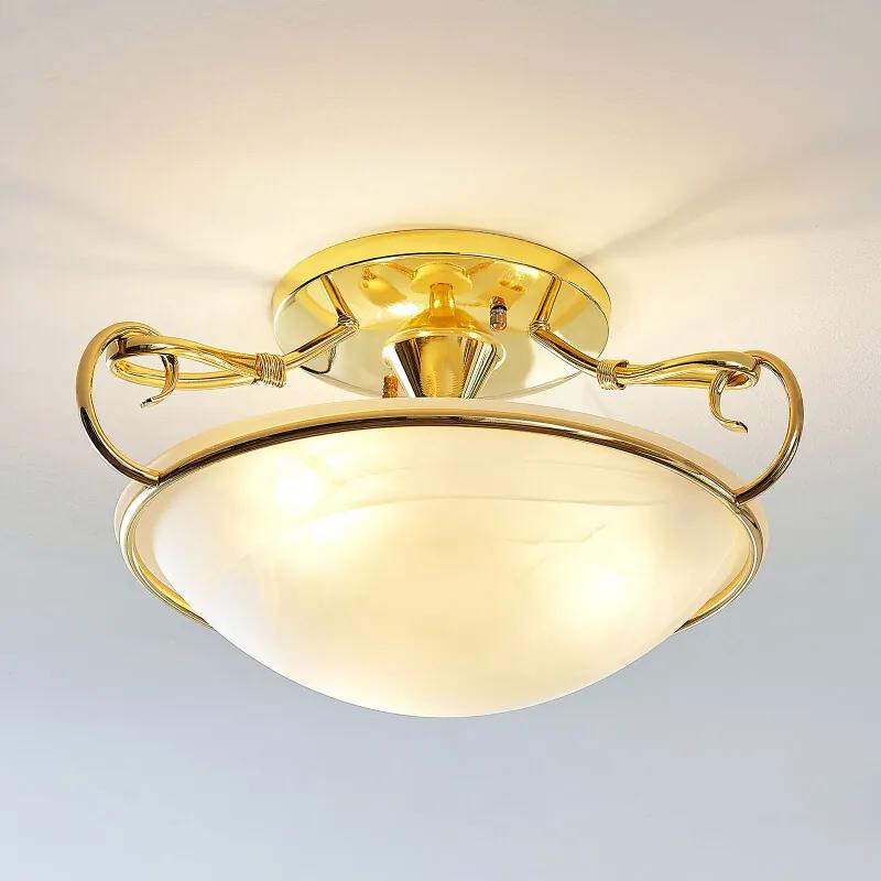 Glazen plafondlamp Lonika, glanzend messing - lampen-24