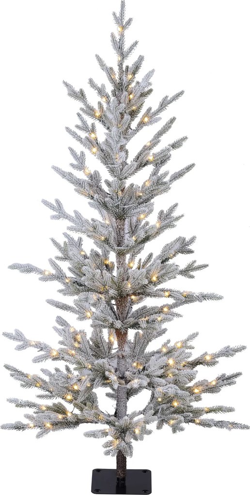 Snowy Jersey verlichte kunstkerstboom - 120 cm - Wit geflockt - Diameter 60 cm - 610 tips - 120 ledlampjes (warm wit) - Besneeuwd/Frosted