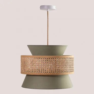 Rotan Plafondlamp Yereh Groen – Khaki - Sklum