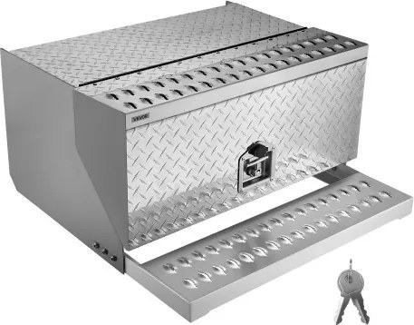 VEVOR zadelopstapkist, 760x750x400 mm, aluminium gereedschapskist, opbergkist voor instap in bestuurderscabine met T-greep, slot en sleutels voor diepladers, kranen en opleggers
