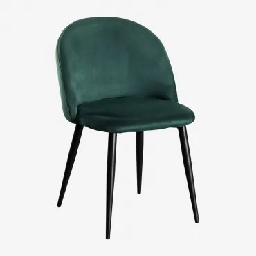 Set Van 4 Eetkamerstoelen Bekleed Met Kana Fluweel Jungle Groen & Zwart - Sklum