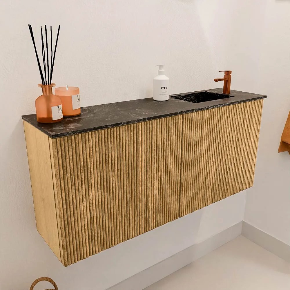 Mondiaz Joya DLux 90cm toiletmeubel oak met wastafel faye rechts 1 kraangat lava