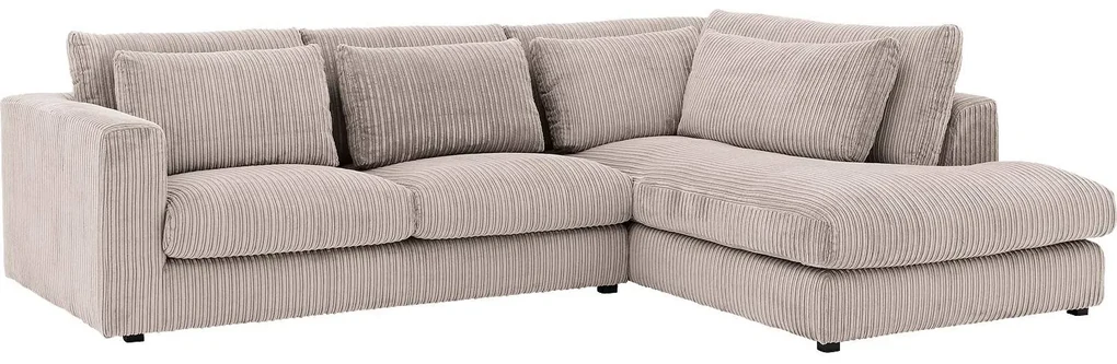 Goossens Bank Ravenia bruin, stof, 2,5-zits, stijlvol landelijk met chaise longue rechts