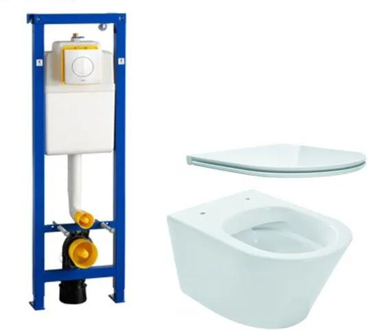 Wiesbaden Vesta toiletset Rimless 52cm inclusief Wisa XS toiletreservoir en flatline met softclose en quickrelease toiletzitting met bedieningsplaat wit