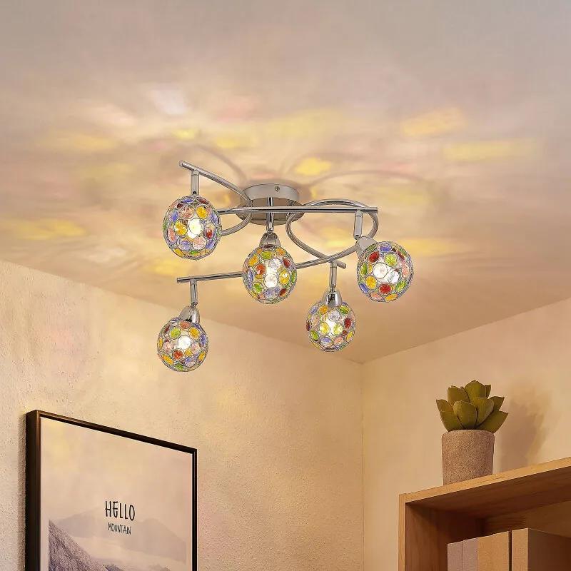Dottys plafondlamp met vijf bonte kappen - lampen-24