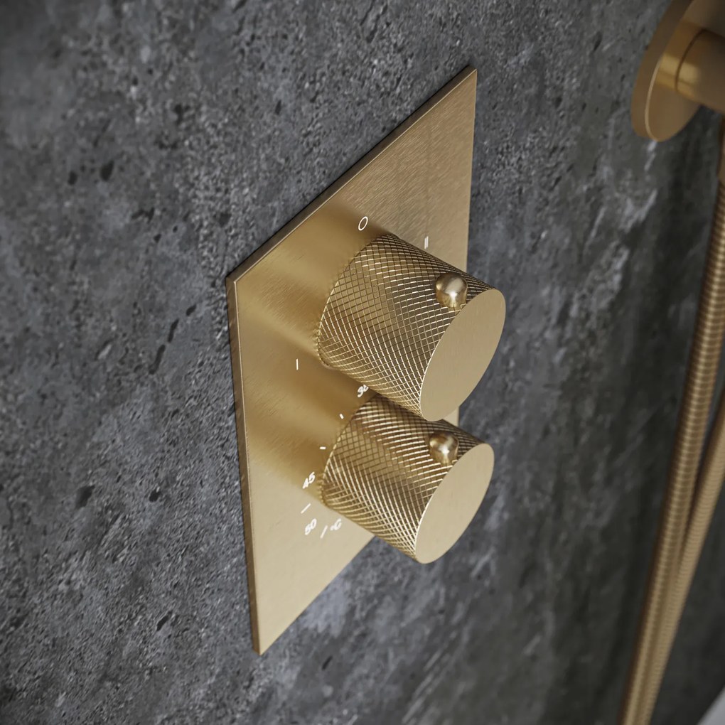 Saniclear Brass Curved inbouw badkraan met vrijstaande uitloop geborsteld messing - mat goud