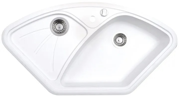 Sapho spoelbak 105x56cm met kraangat wit graniet