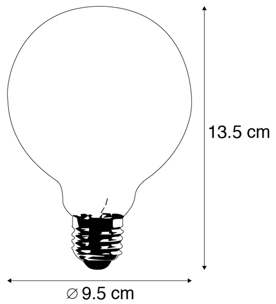 Set van 3 E27 LED gedraaid filament lampen G95 helder 5W 400 lm 2200K