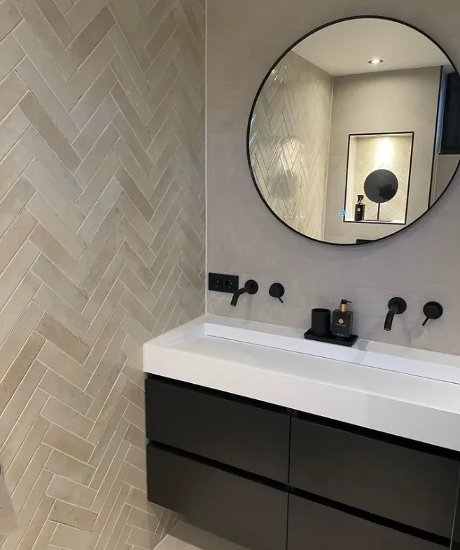 Fontana Elena badkamermeubel 120cm zwart met solid surface wastafel zonder kraangat