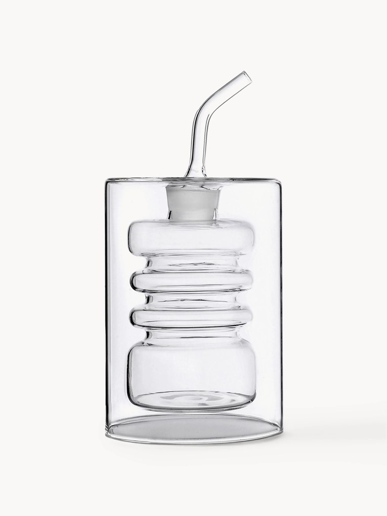 Handgemaakte azijn- en olie-dispenser Rings van borosilicaatglas, H 16 cm