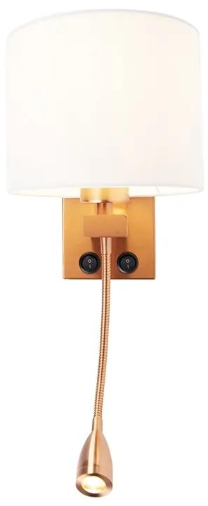 LED Art Deco wandlamp koper met witte kap - Brescia Modern E27 rond Binnenverlichting Lamp