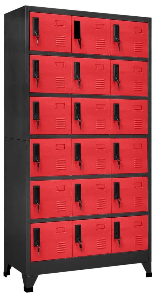 vidaXL Lockerkast 90x40x180 cm staal antracietkleurig en rood