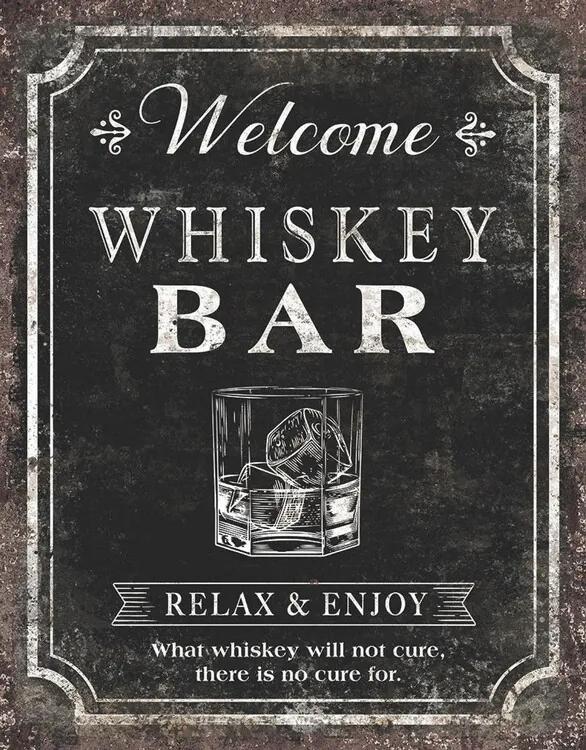 Metalen wandbord Whiskey Bar, ( x  cm)