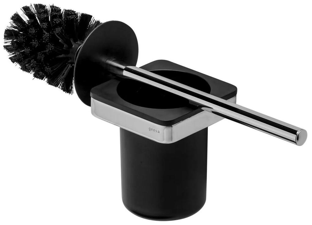 Toiletborstel met Houder Geesa Frame Zwart Chroom