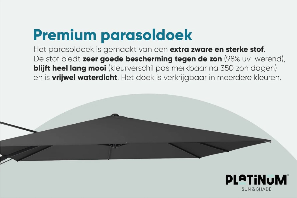 Platinum Challenger Zweefparasol T2 3x3 m - Olijf met voet en hoes