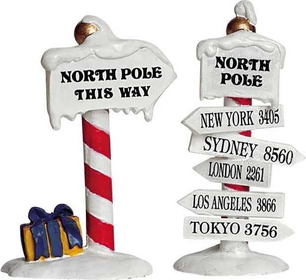Lemax North Pole Signs - set van 2 - miniatuur kerstfiguur
