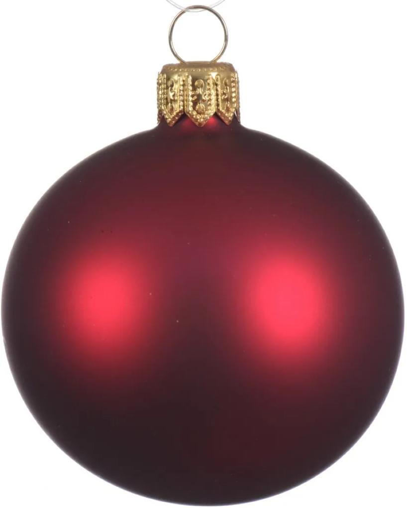 6 Glazen kerstballen mat 6 cm ossenbloed