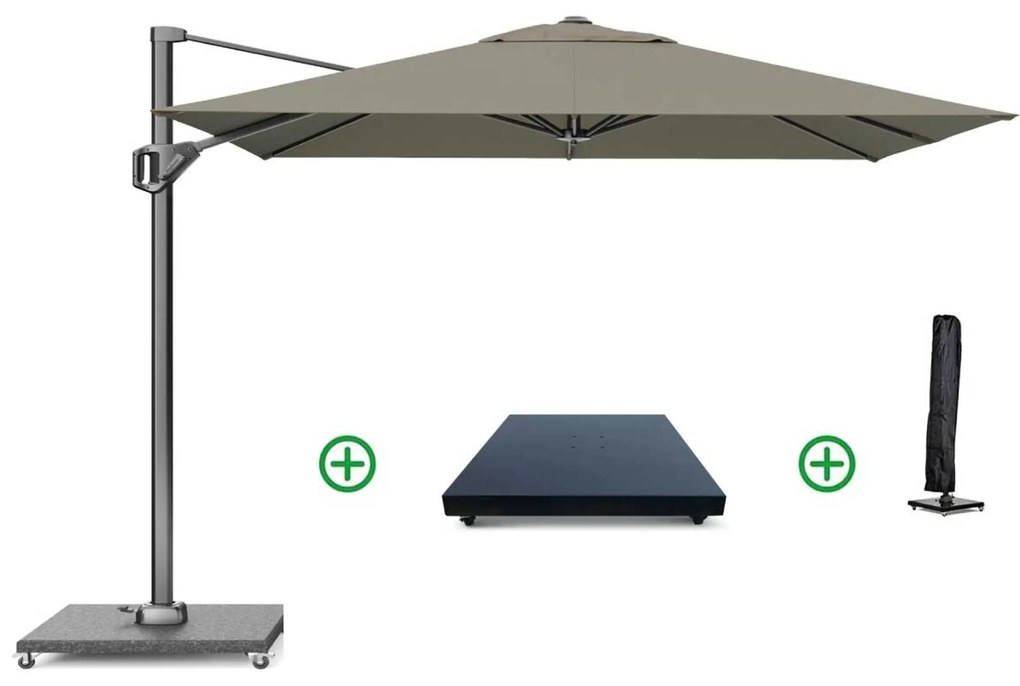 Zweefparasol  2.5x2.5m T1 (incl .voet + hoes) taupe Taupe-naturel-bruin Platinum Voyager