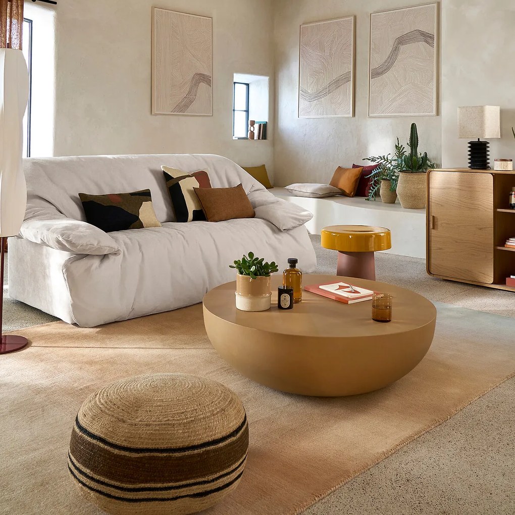 Eendelige salontafel, cement, diameter 100 cm, EZRELA