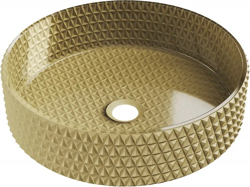 Mexen Aura glazen opbouw wasbak 39 x 39 cm, goud - 24013950