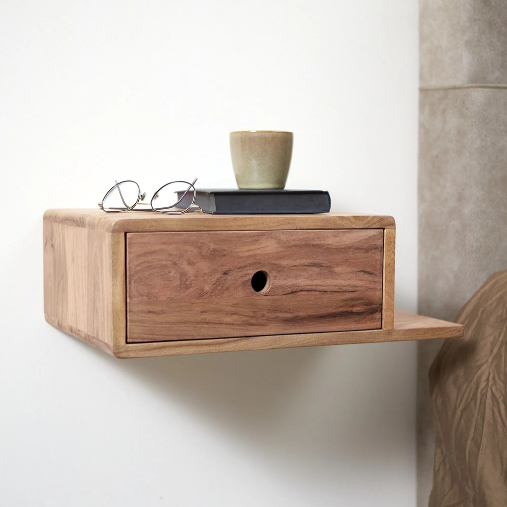 Zwevend Nachtkastje Met Lade - Set Van 2 - 40x30x20cm.