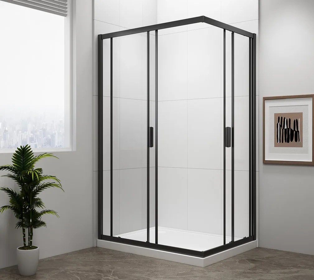 Polysan Easy Black rechthoekige douchecabine 90x80cm zwart mat