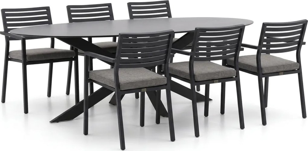Diningset Bellagio  | 6 personen sintered stone | Tuinset stapelbaar | 7-delig | Kees Smit Tuinmeubelen