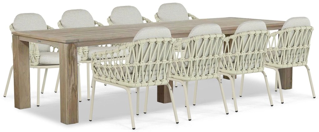Tuinset 8 personen 300 cm Aluminium/rope Taupe Coco Barcelona/Brighton