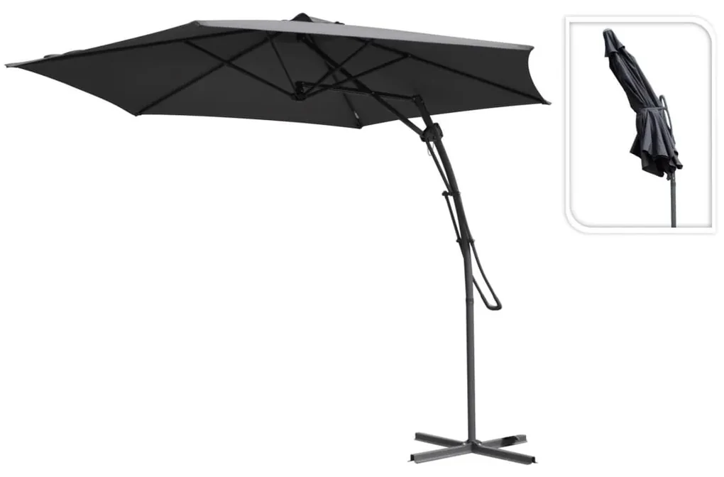 ProGarden Zweefparasol 300 cm donkergrijs