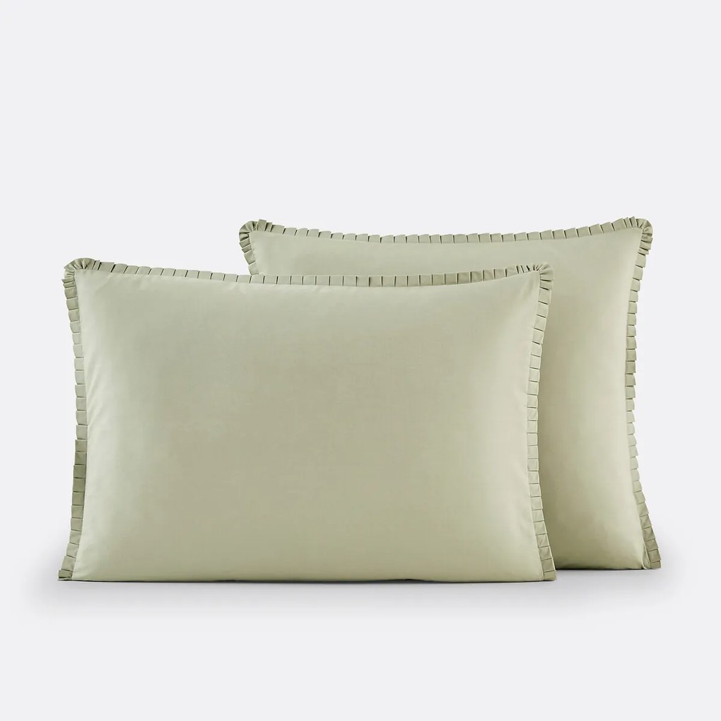 Kussensloop in perkal katoen, geplooide volants