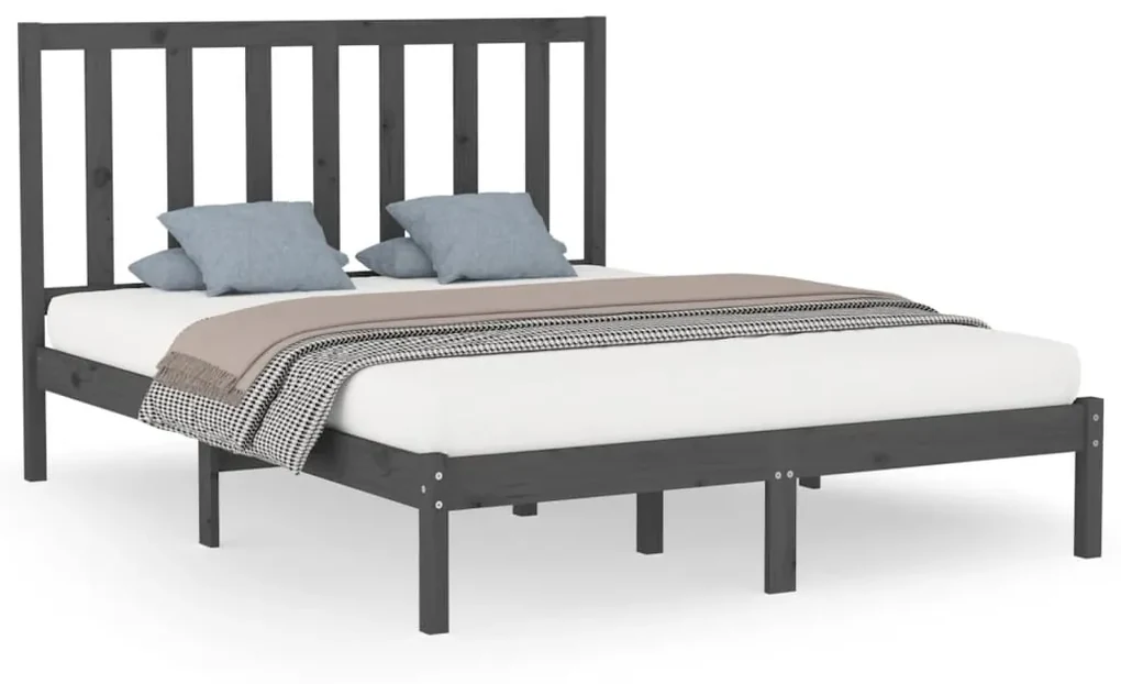 vidaXL Bedframe massief hout grijs 140x200 cm