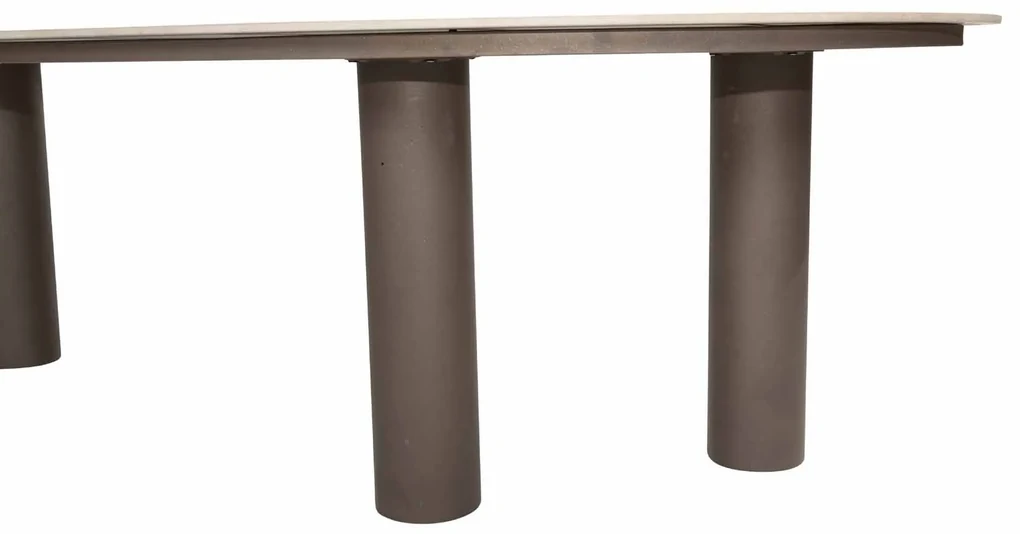 4 Seasons Outdoor Arizona tafel met kiezelvormig keramisch blad in zandkleur 240 x 120 cm Tuintafel bruin weerbestendig