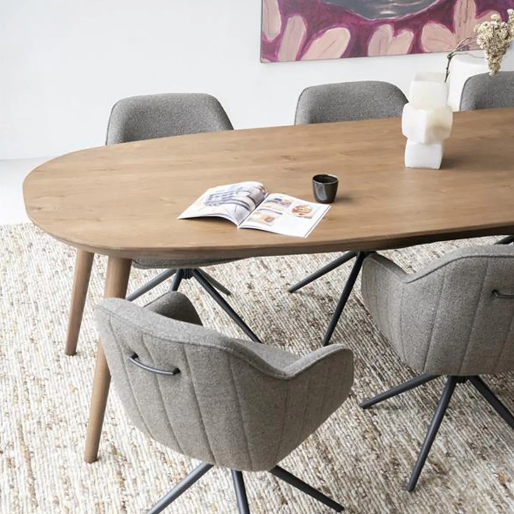 Eettafel Gerookt Eiken Met Ronde Hoeken 300 Cm - 300 X 100cm.