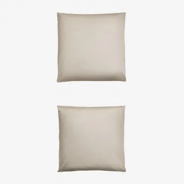 Pack Van 2 Kussenslopen Van 300-draads Satijn Sampras Naakt Beige & 60 X 60 Cm - Sklum
