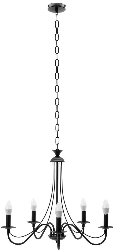 De Plafondlamp Hangend Rustiek Zwart APP647-5CP