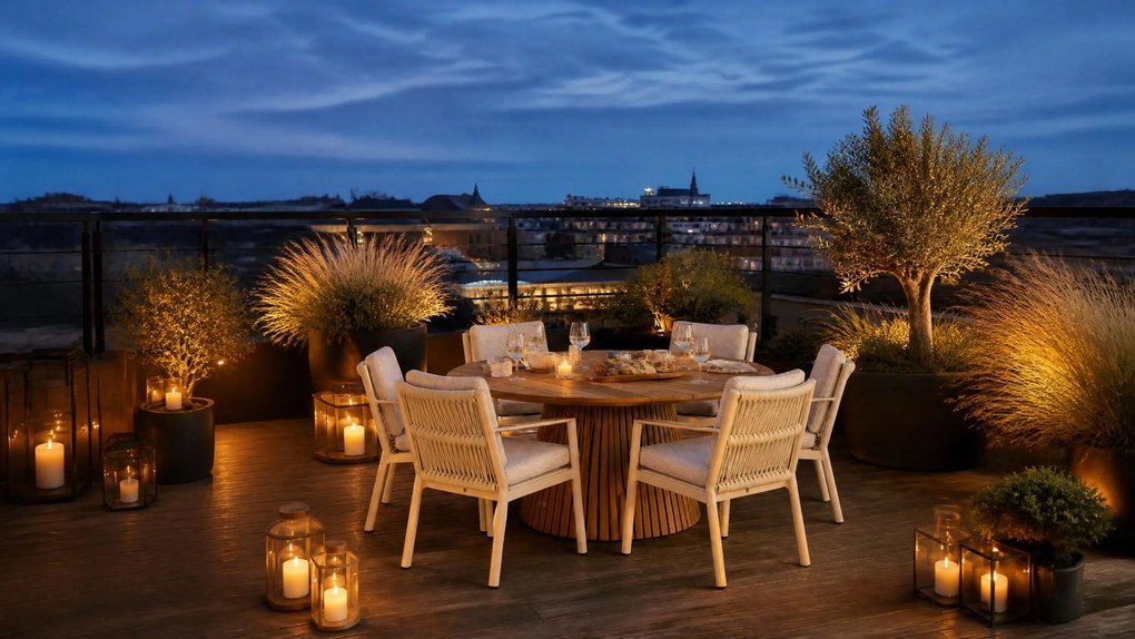 Tuinset Ronde Tuintafel 6 personen 180 cm Aluminium/Rope Taupe Coco Sevilla/Fungo