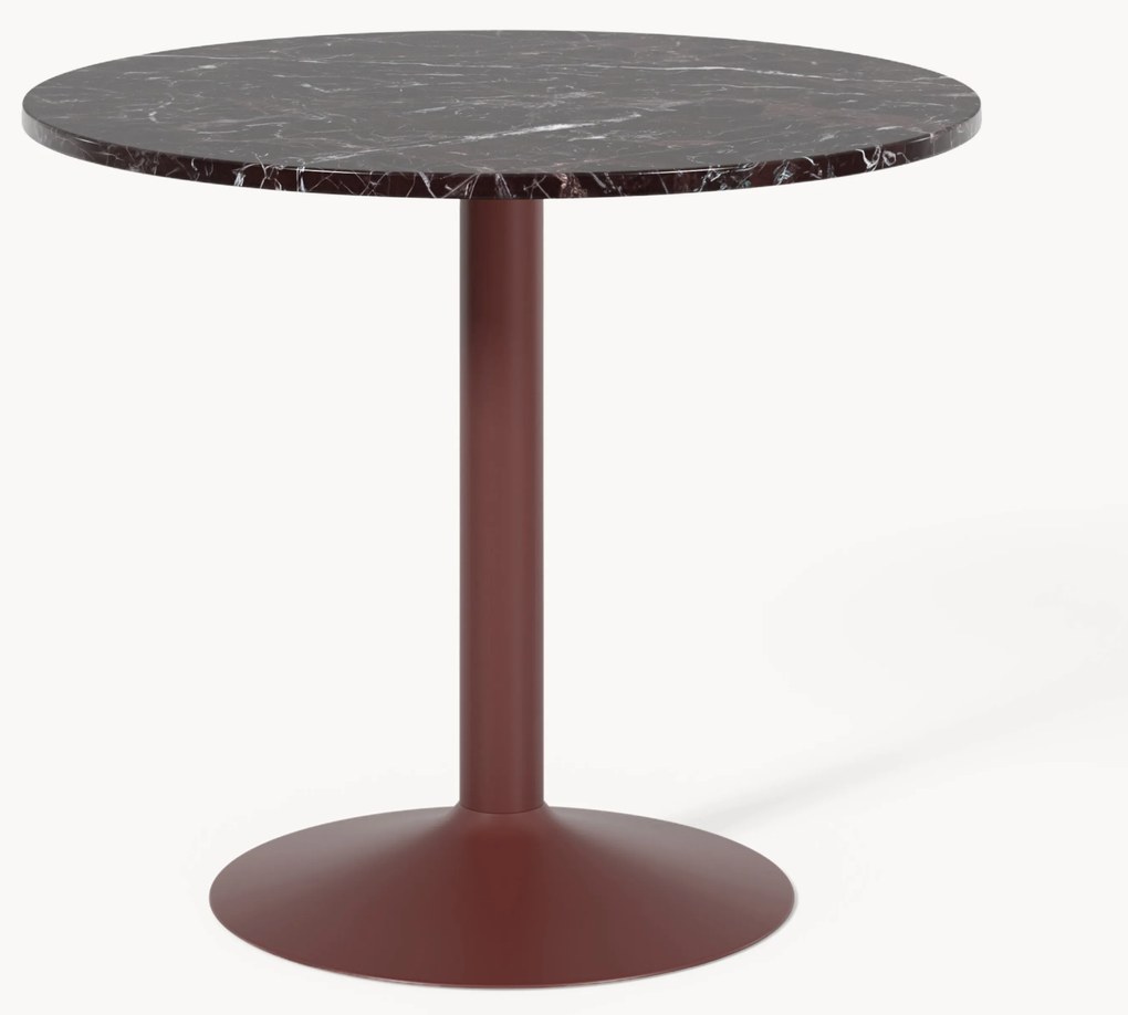 Ronde marmeren eettafel Miley, verschillende formaten, wijnrood
