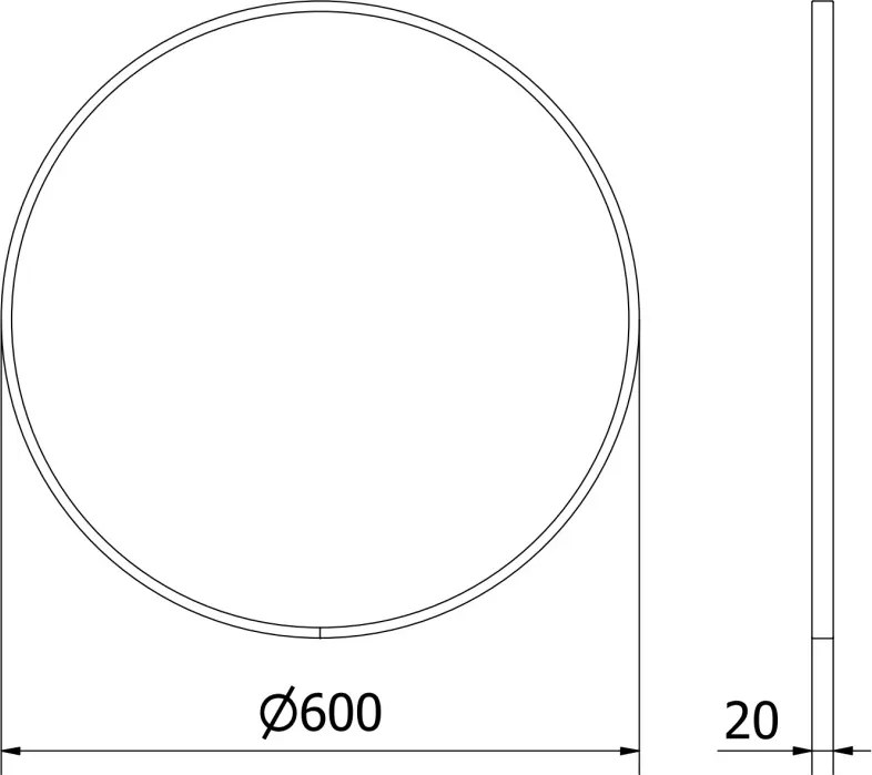 Mexen Loft rond badkamer spiegel 60 cm, zwarte lijst - 9850-060-060-000-70