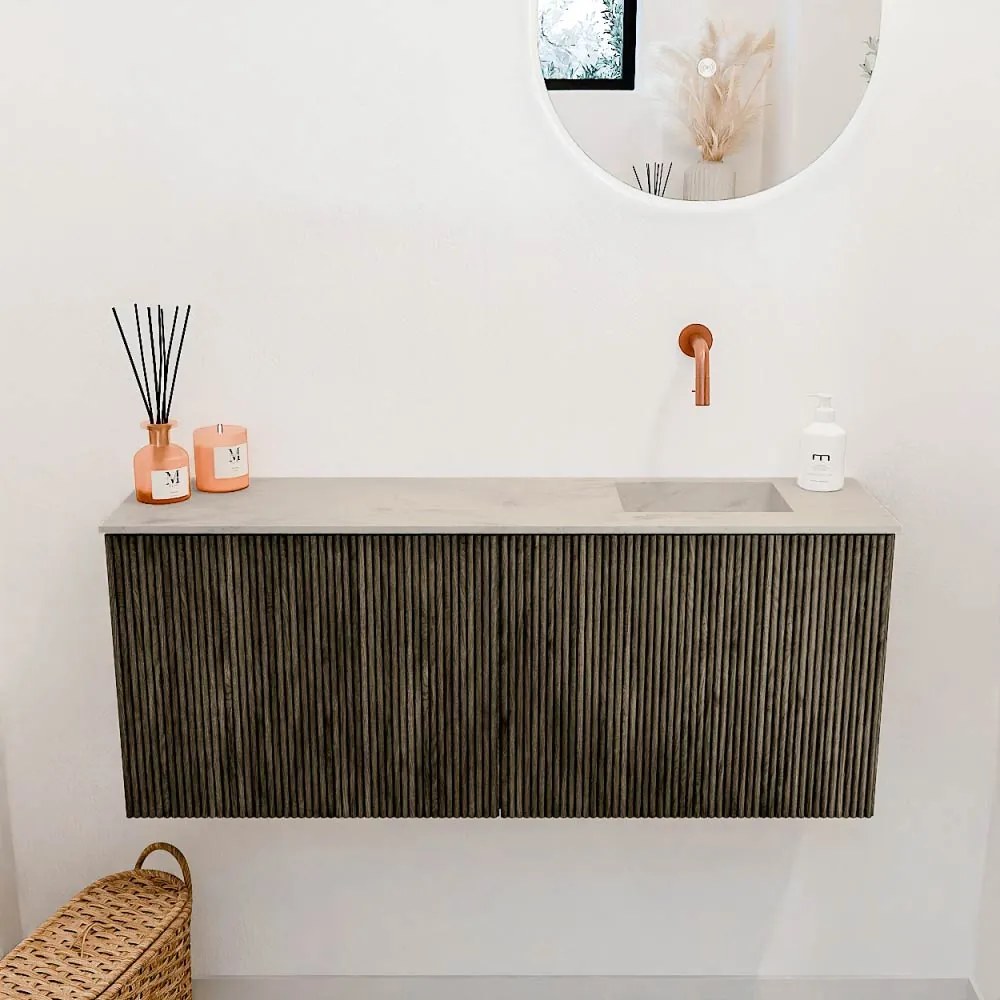 Mondiaz Joya DLux 100cm toiletmeubel shadow met wastafel faye rechts zonder kraangat opalo