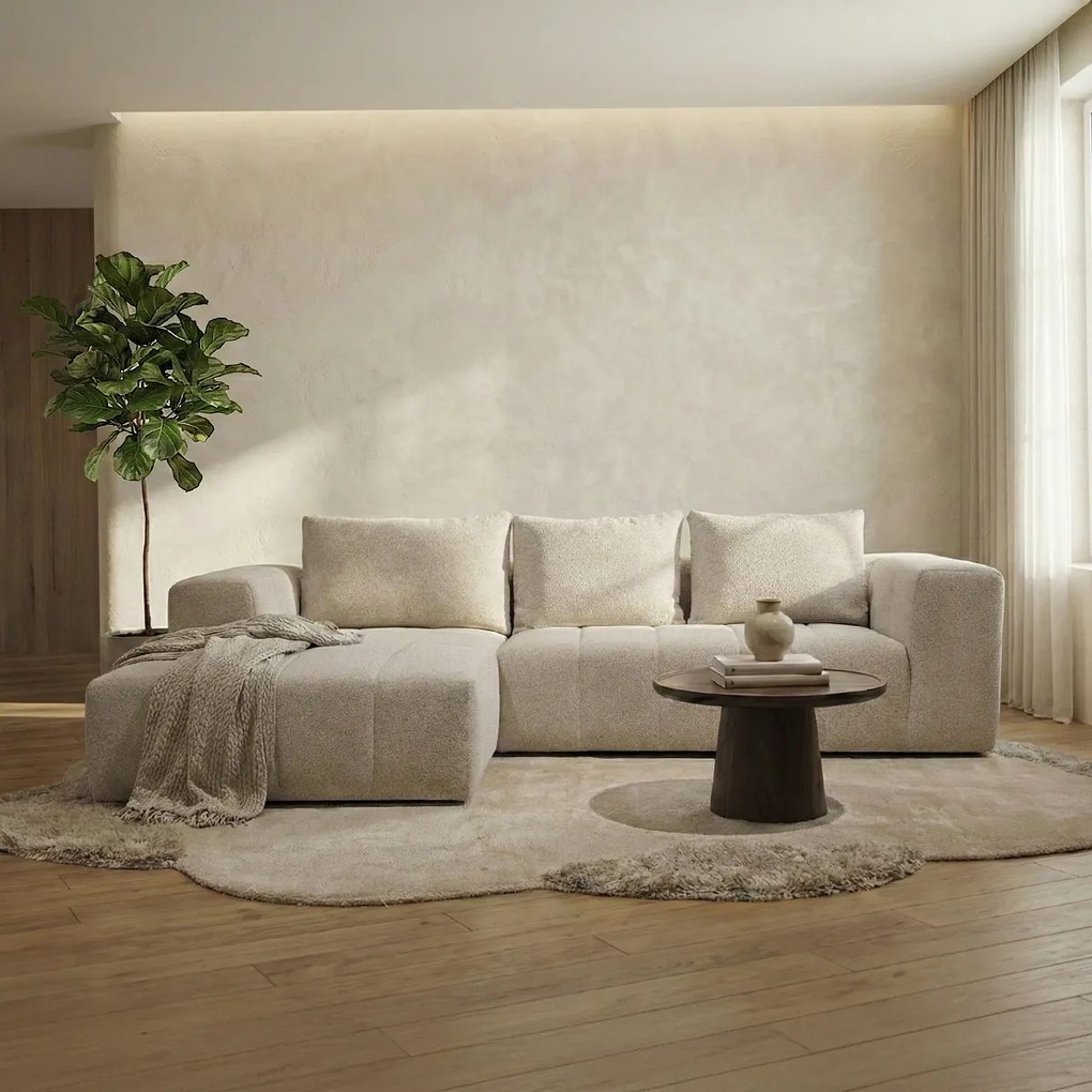 Beige Bank Met Decoratieve Strepen Hoek Links