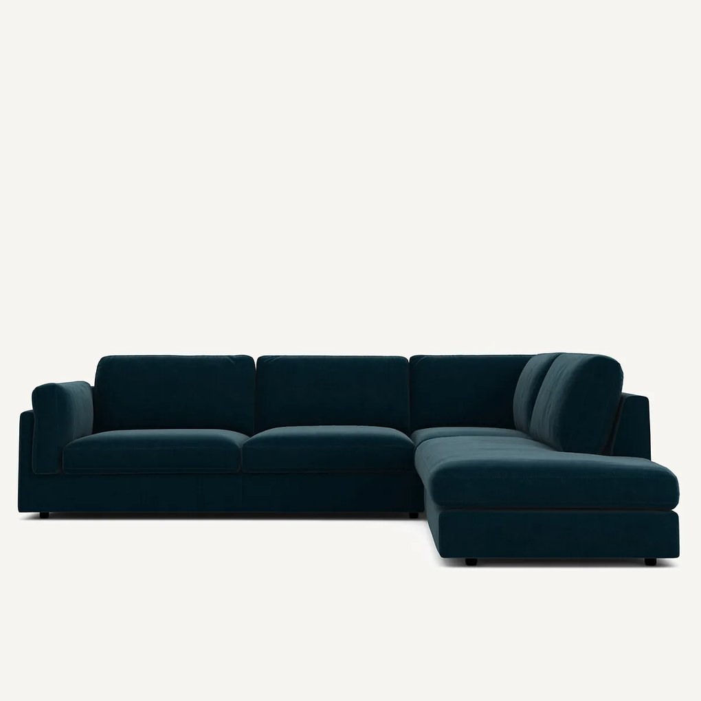 Omvormbare bank met hoek en longchair, fluweel, CÉSAR