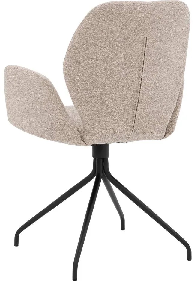 Goossens Eetkamerstoel Hera beige stof met armleuning, modern design