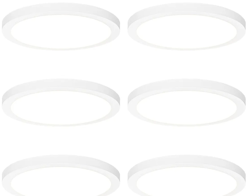 Set van 6 In- of opbouwspot wit 30 cm incl. LED 3 staps dim to warm - Trans