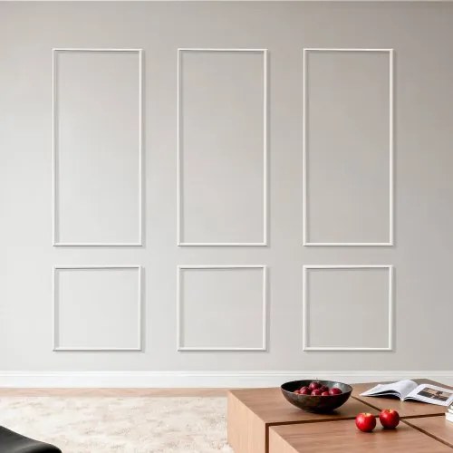 VEVOR Muurlijstset, 3-delig, 61x61cm &amp; 61x138cm, overschilderbare polystyreen sierlijsten, waterdichte muurafwerking, decoratieve muurlijst, sierlijst voor woonkamer, slaapkamer, huis, wit