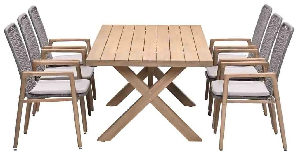 Garden Impressions Luando tuinset 7-delig - Tamako tuintafel 220x100 cm
