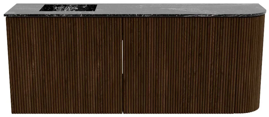 Mondiaz Joya DLux 100cm toiletmeubel ronding rechts walnut met wastafel faye links 1 kraangat lava