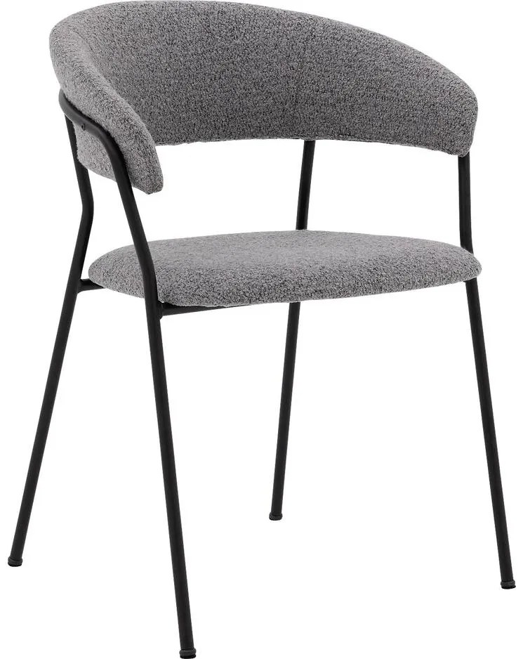 Goossens Eetkamerstoel Ce grijs stof met armleuning, modern design