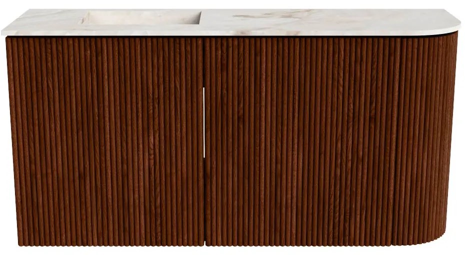 Mondiaz Joya DLux 80cm toiletmeubel ronding rechts ruby met wastafel faye links zonder kraangat frappe