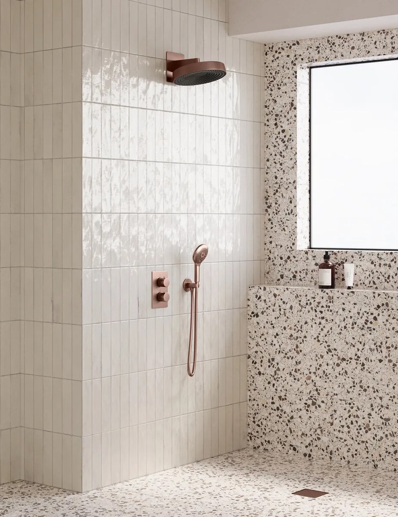 Saniclear Evolution inbouw regendouche met 2 standen handdouche geborsteld koper