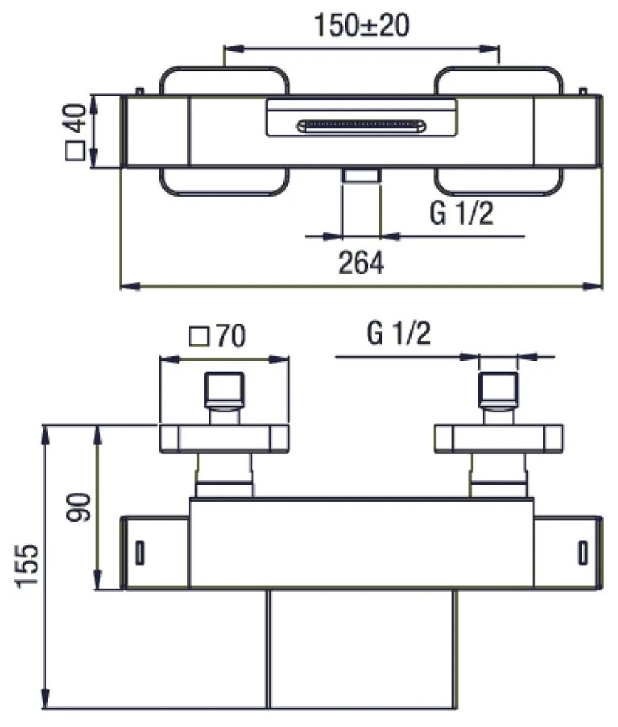 Sapho Dimy  thermostatische waterval badkraan chroom